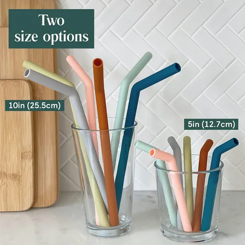 Vista 9 de Simka Rose Pajitas de silicona para niños y niños pequeños, 5 pulgadas, multicolor, paquete de 6, pajitas cortas de silicona reutilizables