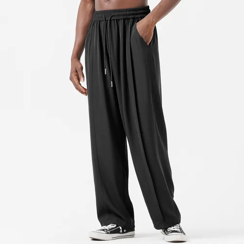 Vista 2 de HHZ Pantalones deportivos de algodón para hombre, casuales, holgados, para yoga, atléticos, para descansar, correr, pantalones de jersey para hombre