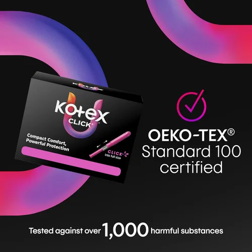 Vista 16 de U by Kotex Click - Tampones compactos, súper absorbencia, sin perfume, 45