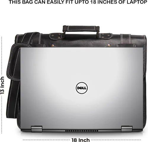 Vista 7 de Spacious Leather Laptop Briefcase for Men - Everyday Handmade Messenger Bag for 17 Inch Laptops