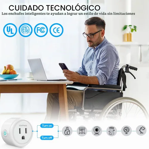 Vista 6 de KimPump - Enchufes inteligentes WiFi compatibles con Alexa y Google Home App Controlled Wireless Outlet Plug with Timer & Schedule, 2.4GHz Wi-Fi