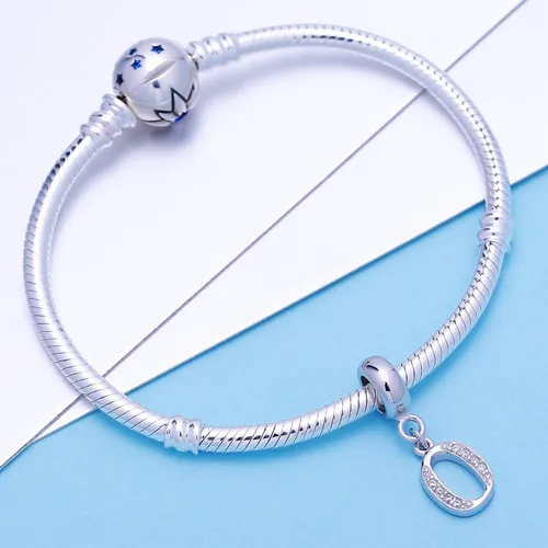 Vista 5 de SoulBeads - Colgantes de plata fina 0,925 de letra inicial, alfabeto A-Z. Dije con cristales compatibles con brazaletes europeos