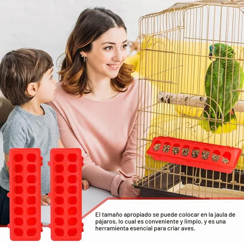 Vista 5 de Comedero de codornices de plástico con tapa abatible, rojo, verde