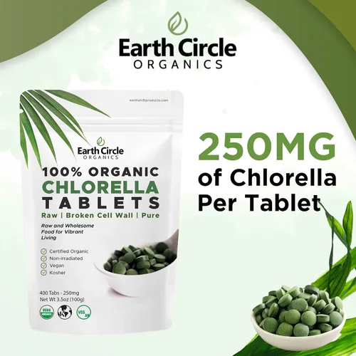 Vista 4 de Tabletas orgánicas de Chlorella de 400 unidades Suplemento de clorofila de alta potencia Chlorella Pyrenoidosa pura Pared celular rota