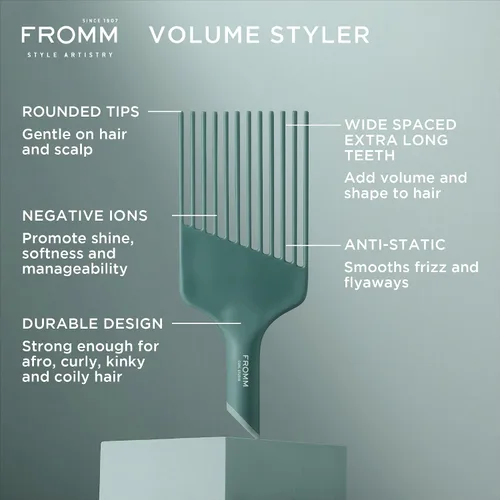 Vista 2 de Fromm Professional Curl Studio - Pinza de cabello de 6 pulgadas para dar volumen, desenredar y peinar cabello húmedo y seco, rizado, rizado