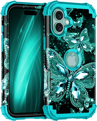Vista 97 de Miqala Funda para iPhone 12, iPhone 12 Pro, que brilla en la oscuridad, tres capas, resistente a los golpes, protección de plástico duro + funda