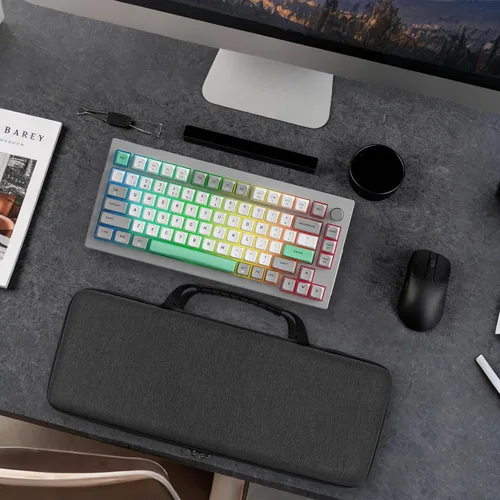 Vista 6 de GEEKRIA Estuche de transporte combinado de teclado y mouse con 75 %, compatible con AULA F75 Pro/S75 PRO, Keychron K2 versión 2/Q1 HE, ASUS ROG