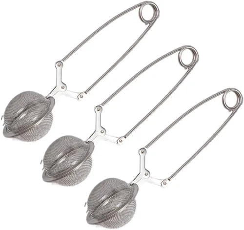Vista 9 de Colador de té de malla de acero inoxidable con asa, filtro de metal, bola de filtro de té, café, hierba, especias, difusor de té (1 unidad, pequeña)