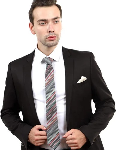 Vista 7 de JESLANG Corbata de algodón y lino de 2.56 pulgadas para hombre, perfecta para ocasiones formales e informales