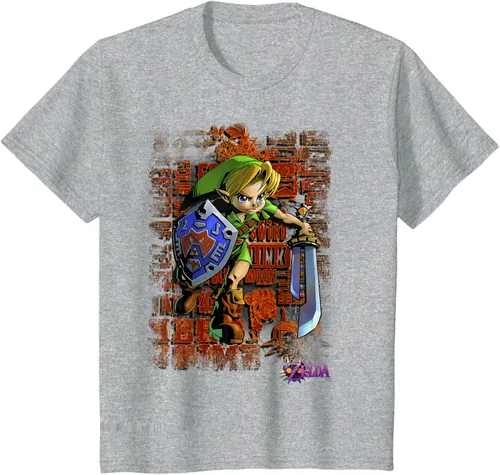 Vista 6 de Legend of Zelda Majoras Mask Link Action Retrato Camiseta Negro