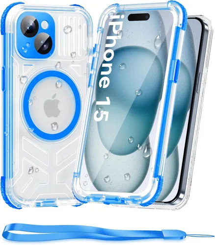 Vista 35 de WIFORT Funda impermeable para iPhone 15, [IP68 bajo el agua a prueba de polvo] [pantalla integrada] [15 pies a prueba de golpes militar], cubierta