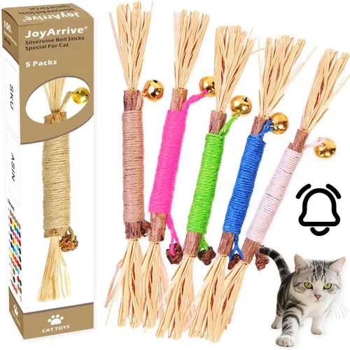 Vista 13 de Silvervine Natural Matatabi Bell Sticks - Juguetes masticables para gatos con golosina de algodón, cuidado de limpieza dental duradera