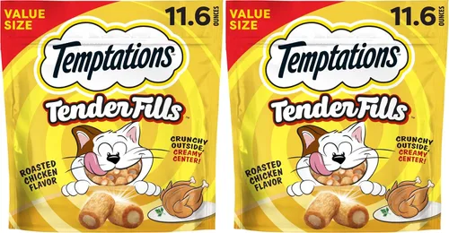 Vista 15 de Temptations Tender Fills - Golosinas crujientes y suaves para gatos adultos, sabor a pollo tostado, bolsa de 2.1 onzas (paquete de 12)