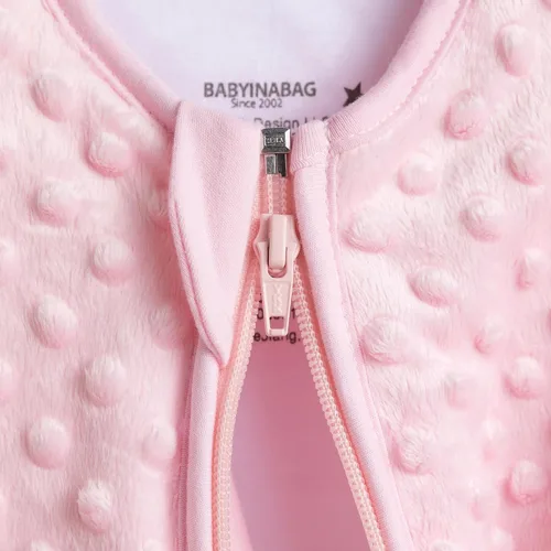 Vista 2 de BABYINABAG Saco de dormir y saco de dormir para bebé, diseño de lunares de felpa, 1.25 tog para bebés y niños pequeños (grande (22 meses - 3T))