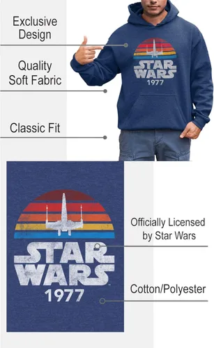 Vista 2 de STAR WARS 1977 - Sudadera con capucha con logotipo Rainbow X-Wing Fighter para hombre Azul marino arcoíris