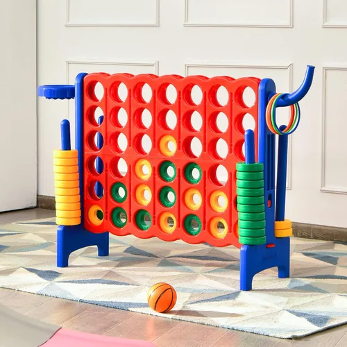 Vista 8 de AKUSTIK Juego Giant Connect al aire libre, 4 en una fila Jumbo 4 para marcar para niños y adultos, fiesta familiar, patio, césped, juego de conexión