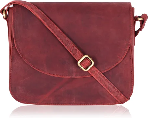 Vista 39 de Bolso bandolera de cuero genuino para mujer con correa ajustable, bolsillo para móvil y cremallera exterior e