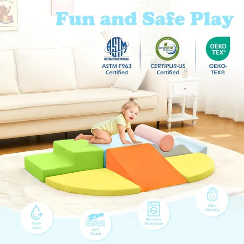 Vista 7 de QUCHI Juguetes de Escalada para Niños Pequeños, Juguetes de Escalada para Niños Pequeños para Interiores, Conjunto de 7 Bloques de Escalada