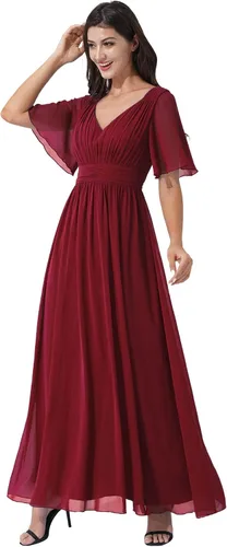 Vista 2 de ranrann Vestido largo de gasa formal para mujer, para boda, dama de honor, con abertura lateral