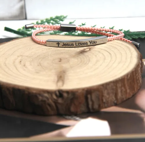 Vista 4 de LIU JUN WWJD - Pulseras de tubo para mujer, con texto en inglés "What Would Jesus Do", ajustable, trenzadas a mano, de acero inoxidable para mi
