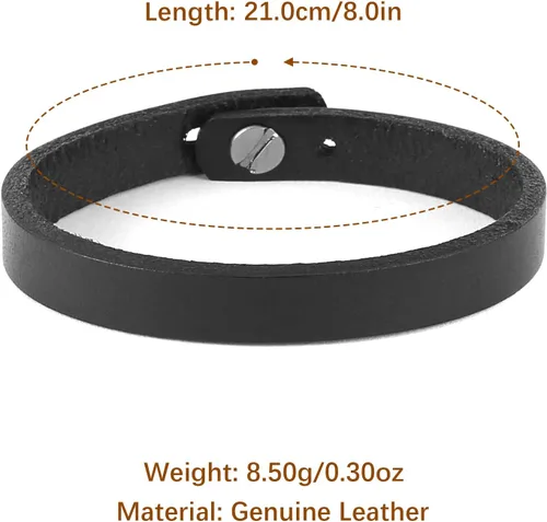 Vista 2 de HZMAN Brazalete de Cuero Ajustable Hecho a Mano Estilo Steampunk Muñequera de Cuero Minimalista