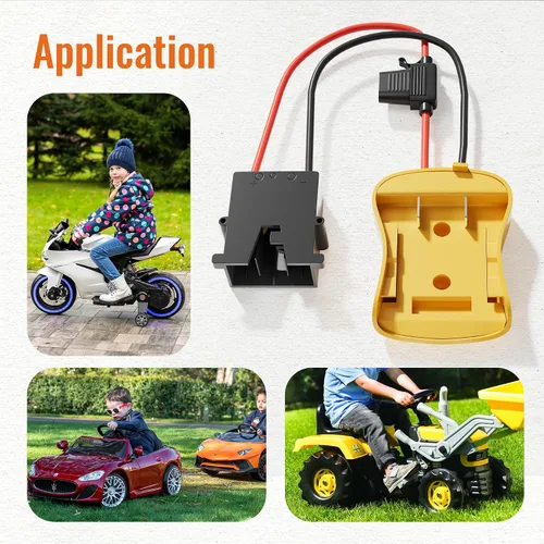 Vista 6 de RVBOATPAT Adaptador de rueda eléctrica compatible con Dewalt 20V batería arnés conector 12 AWG cable 12 ruedas eléctricas de 12 voltios