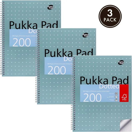 Vista 2 de Pukka Pad, Libro Jotta metálico de puntos A4 para gráficos, arte, diario de viñetas, paquete de 3, 11.7 x 9.1 in, cuaderno encuadernado con papel