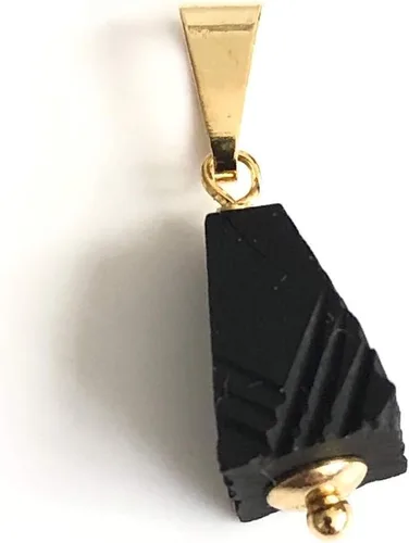 Vista 2 de Colgantes de protección de piedra pirámide de azabache real para cadenas Mal de Ojo