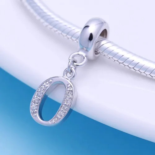 Vista 4 de SoulBeads - Colgantes de plata fina 0,925 de letra inicial, alfabeto A-Z. Dije con cristales compatibles con brazaletes europeos
