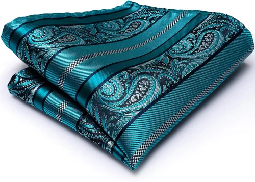 Vista 3 de Hi-Tie Conjunto de corbata de seda para hombre de 63 pulgadas extra larga corbata tejida con bolsillo M
