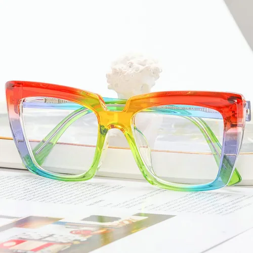 Vista 3 de laureles Gafas de lectura con bloqueo de luz azul a la moda para mujer, tr90, marcos de arco iris, gafas