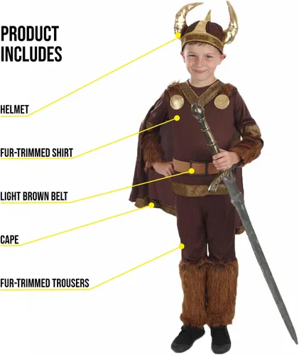 Vista 3 de fun shack Disfraz vikingo para niños, disfraz vikingo para niños, disfraces de Halloween para niños, disfraces de Halloween para niños