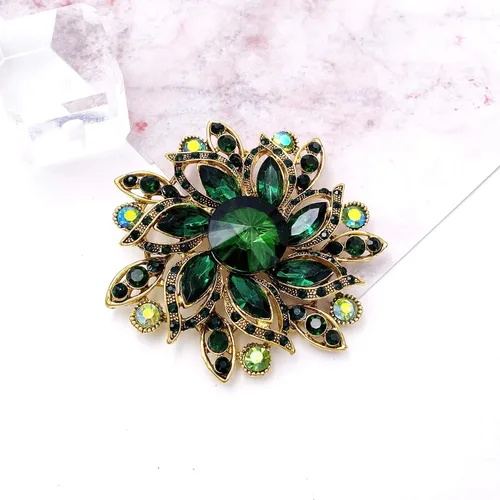 Vista 2 de LAXPICOL Broche de flores elegantes de cristal austriaco vintage para mujer