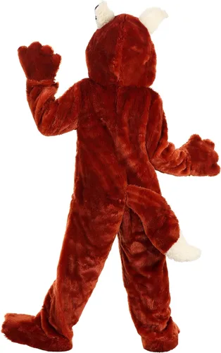 Vista 2 de Disfraz de zorro para niños, overol de felpa con capucha, mitones, fundas para pies, cola