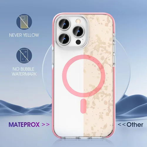Vista 4 de MATEPROX Fundas magnéticas transparentes para iPhone 15 Pro Max, compatibles con MagSafe, transparente, a prueba de golpes, delgada, a prueba
