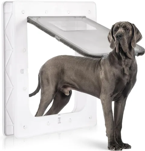 Vista 12 de Puerta para perro para puerta corrediza de vidrio, solapa magnética de plástico para puerta corrediza, inserto para mascotas con cerradura, altura