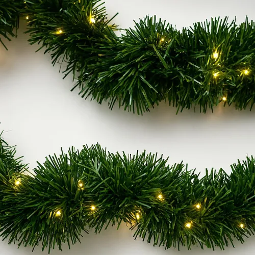 Vista 8 de Dark Green Pine Christmas Garland with LED Lights