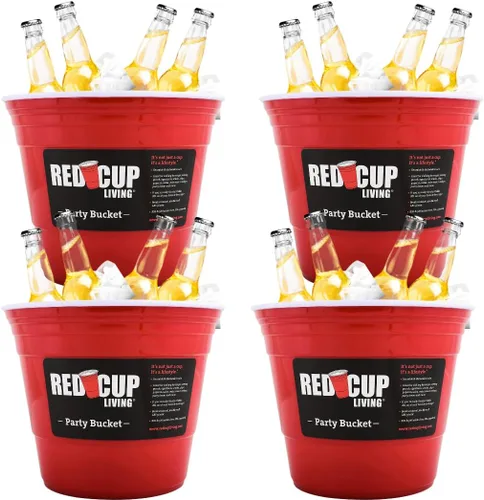 Vista 12 de Red Cup Living Cubo de hielo grande para fiestas, enfriador de bebidas aislado de 201 onzas para fiestas, bar y cocina, cerveza de plástico