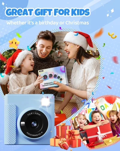 Vista 6 de TIATUA Cámara de Impresión Instantánea para Niños, Regalos de Navidad y Cumpleaños para Niñas y Niños, Cámara Digital de Video HD 1080P para Niños