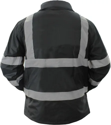 Vista 2 de First Class Chaqueta impermeable resistente al agua de alta visibilidad y pantalón con rayas reflectantes