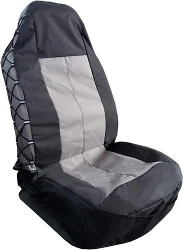 Vista 9 de Fundas de asiento de lona negra, juego completo, resistente al agua, protección interior de camión, ajuste universal, compatible con airbag