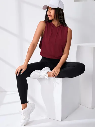 Vista 4 de SweatyRocks Camiseta de entrenamiento sin mangas para mujer, para gimnasio, ropa deportiva, camiseta corta sin mangas con laterales abiertos