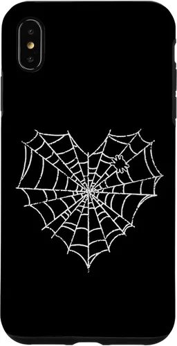 Vista 11 de iPhone 16 Halloween Spider Web Disfraz lindo corazón araña funda