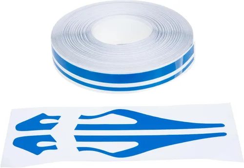 Vista 8 de Rayas de vinilo a rayas azules, línea autoadhesiva para carrocería de automóvil, cinta de rayas automáticas, emblemas de cinta adhesiva
