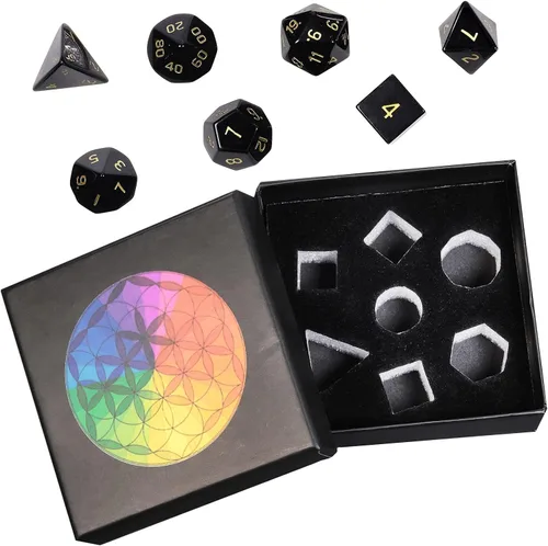 Vista 3 de SUNYIK Juego de 7 dados poliédricos DND de piedra de cristal pulido para juegos de mesa RPG MTG, dados de juego DND, mazmorras y dragones