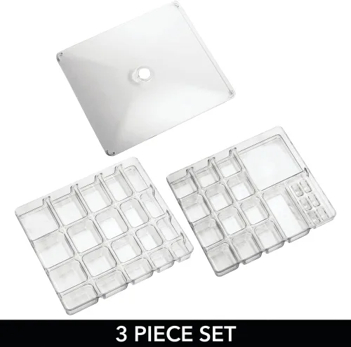 Vista 5 de mDesign - Joyero de plástico apilable, organizador de almacenamiento, 3