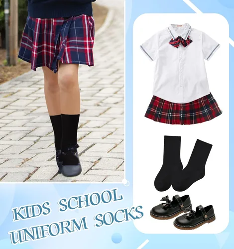 Vista 32 de Eyean Calcetines deportivos para niños y niñas, de algodón, uniformes escolares, casuales, básicos, 6 pares