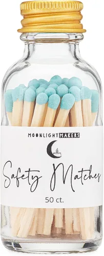 Vista 11 de Moonlight Makers Fancy Matches in Jar - 50 fósforos de seguridad de madera, tarro decorativo de vidrio con golpeador, soporte reutilizable, tapa