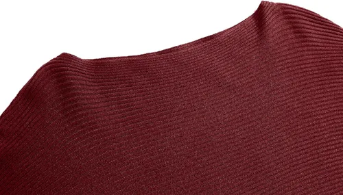 Vista 5 de Suéteres para mujer, suéter de punto ligero con manga murciélago, cuello redondo, manga larga, suéter de invierno