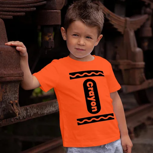 Vista 4 de Camiseta unisex de disfraces de Halloween de crayón para niños y niñas Idea de camisetas gráficas divertidas y geniales